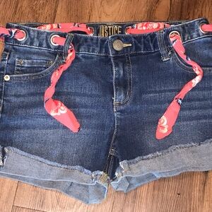 CUTEST SHORTS On POSHMARK! Justice Denim Shorts Pink Bandana Lacing